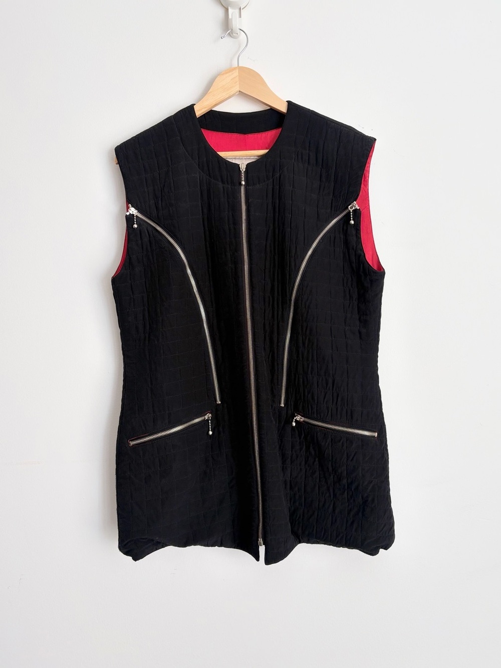 Vintage Otto Kern 100% Silk Quilted Zip Vest 90s Minimalism Quiet Luxury M